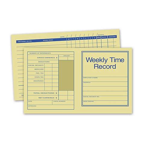 deluxe time cards|Weekly Time Card, Manila Tag Stock .